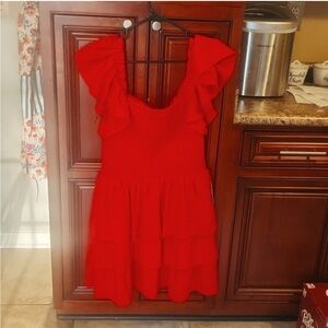 EXPRESS Women's Red Ruffled Mini Dress